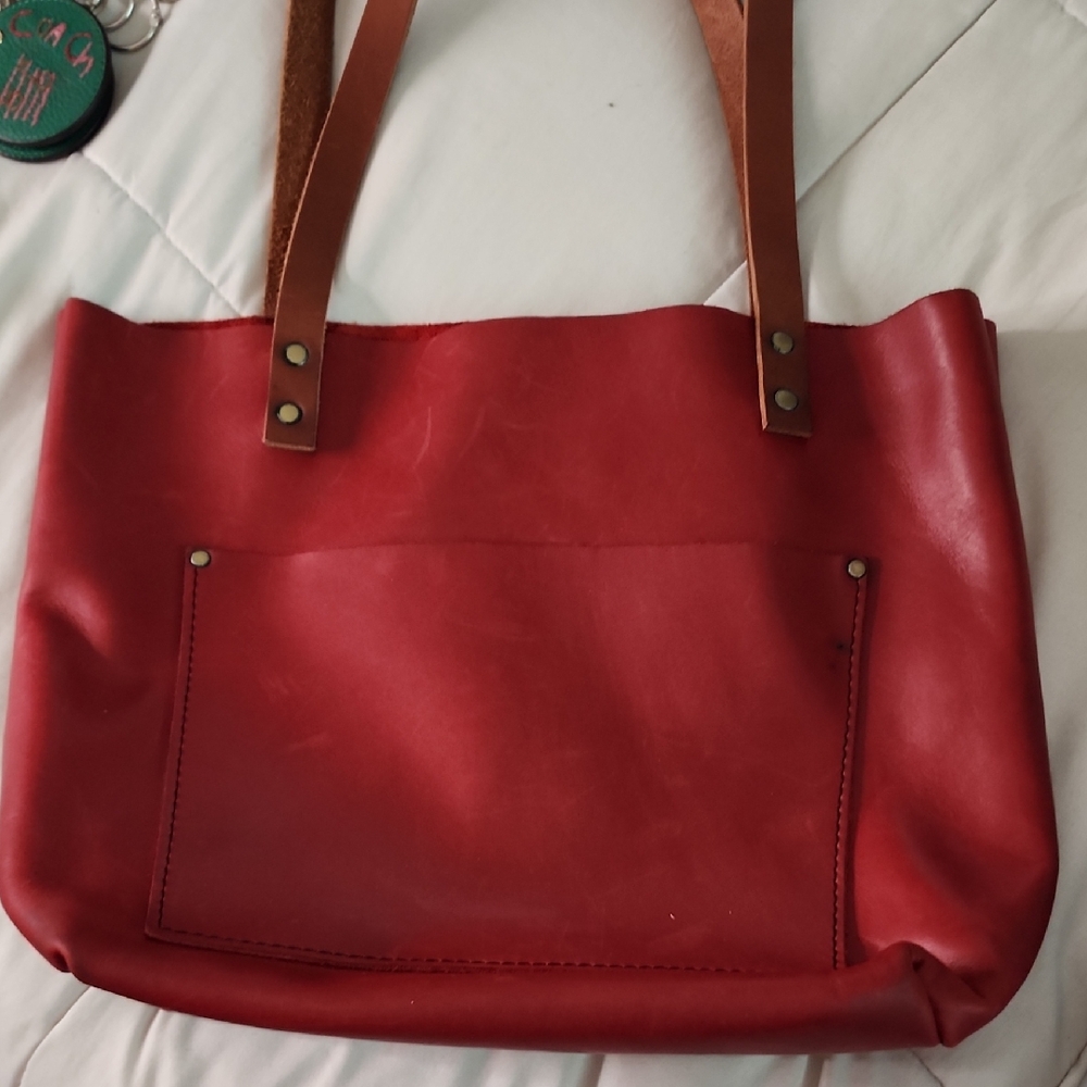 Portland Leather Elegant Red Leather Tote Bag